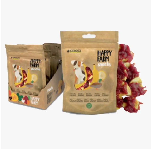 Ласощі м'ясне Croci Happy Farm, для собак, качка з бананом, 80 г, 12 пач / уп, ціна за 1 пачку