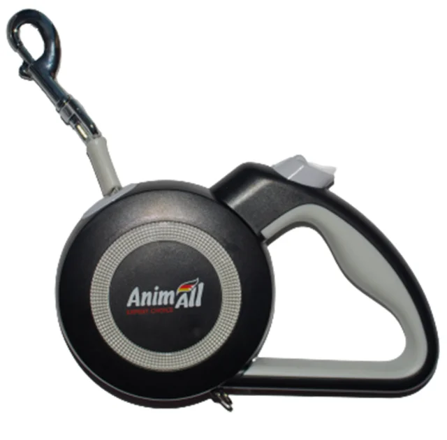 Поводок-рулетка AnimAll Reflector для собак весом до 15 кг, 3 м, серо-чёрная