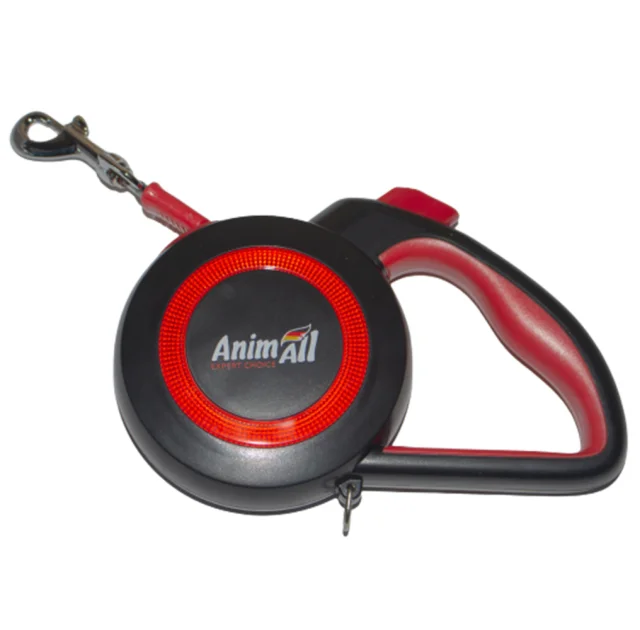 Поводок-рулетка AnimAll Reflector для собак весом до 25 кг, 5 м, красно-чёрная