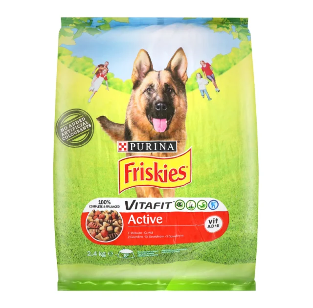 Сухой корм Purina Friskies Active для активных собак, с говядиной, 2.4 кг
