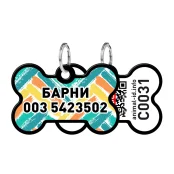 Адресник персональний WAUDOG Smart ID з QR-паспортом, малюнок "Зигзаг", 38 × 25 мм, чорний