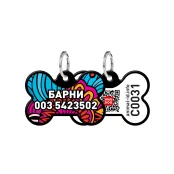 Адресник персональный WAUDOG Smart ID с QR-паспортом, рисунок "Лето", 31×21 мм, черный