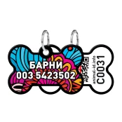 Адресник персональный WAUDOG Smart ID с QR-паспортом, рисунок "Лето", 38×25 мм, черный