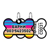 Адресник персональный WAUDOG Smart ID с QR-паспортом, рисунок "Линии 1", 38×25 мм, черный