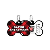 Адресник персональный WAUDOG Smart ID с QR-паспортом, рисунок "Шотландка", 31×21 мм, черный