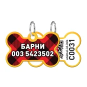 Адресник персональный WAUDOG Smart ID с QR-паспортом, рисунок "Шотландка", 38×25 мм, золото