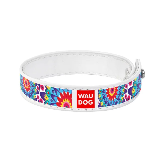 Браслет WAUDOG Design,  с рисунком "Цветы", ширина 15 мм, длина 18-20 см, белый
