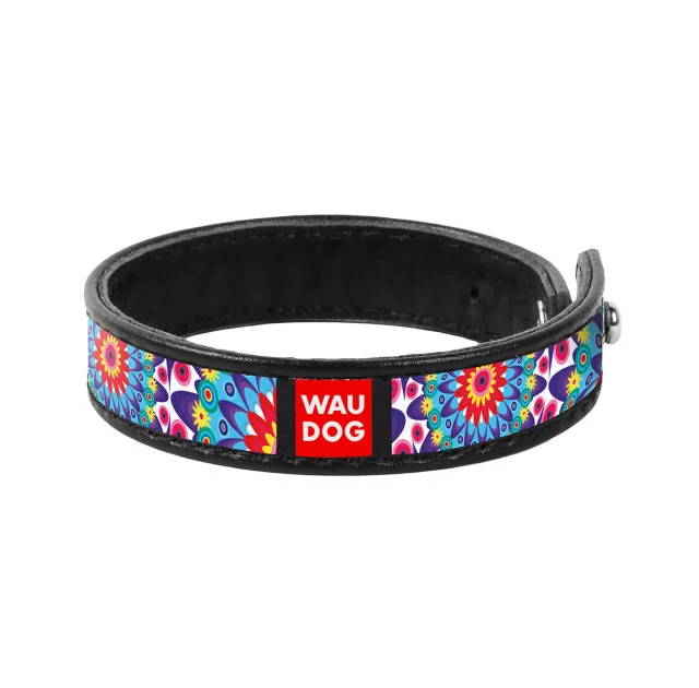 Браслет WAUDOG Design,  с рисунком "Цветы", ширина 15 мм, длина 21-23 см, черный