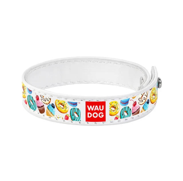 Браслет WAUDOG Design,  с рисунком "Пончики", ширина 15 мм, длина 18-20 см, белый