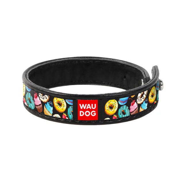 Браслет WAUDOG Design,  с рисунком "Пончики", ширина 15 мм, длина 21-23 см, черный