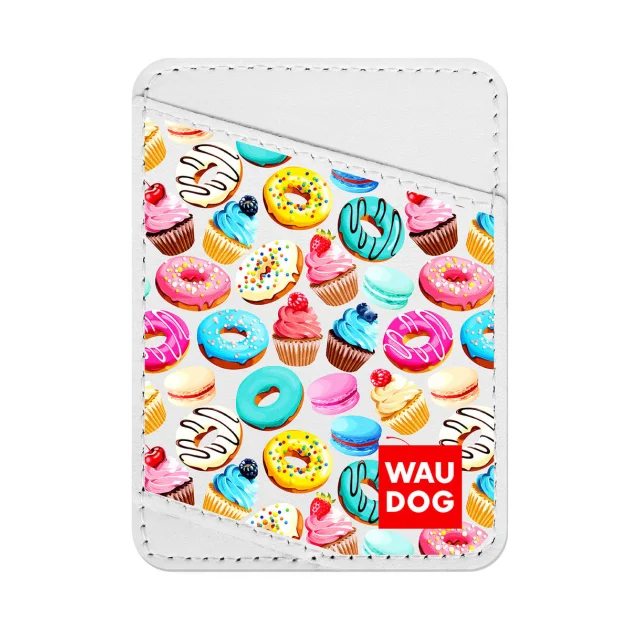 Визитница WAUDOG Design,  с рисунком "Пончики", ширина 70 мм, длина 95 мм, белый