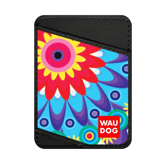 Визитница WAUDOG Design,  с рисунком "Цветы", ширина 70 мм, длина 95 мм, черный