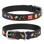 Ошейник WAUDOG Design с рисунком "NASA" ширина 25 мм, длина 38-49 см, черный