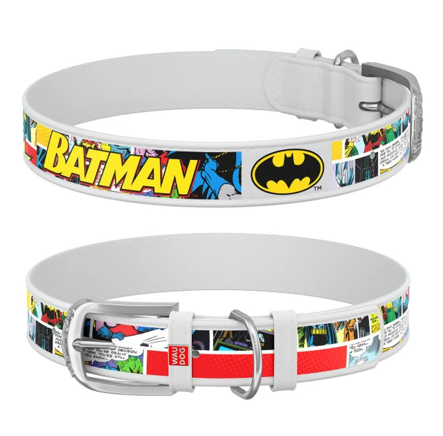 Ошейник WAUDOG Design с QR паспортом, рисунок "Бэтмен1" ширина 12 мм, длина 18-24 см, белый