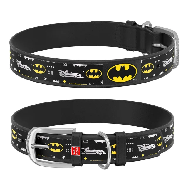 Нашийник WAUDOG Design з QR паспортом, малюнок "Бетмен3" ширина 12 мм, довжина 20-28 см, чорний