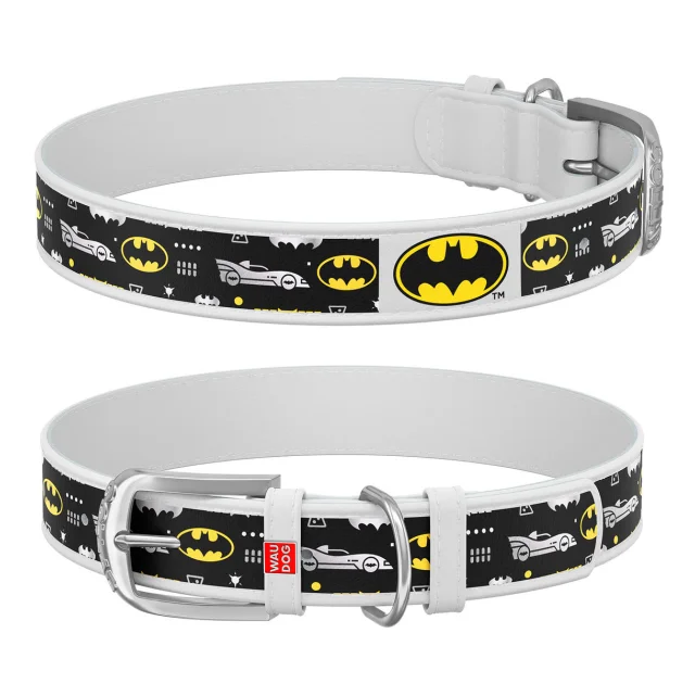 Нашийник WAUDOG Design з QR паспортом, малюнок "Бетмен3" ширина 20 мм, довжина 29-38 см, білий
