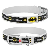 Ошейник WAUDOG Design с QR паспортом, рисунок "Бэтмен3" ширина 35 мм, длина 44-58 см, белый