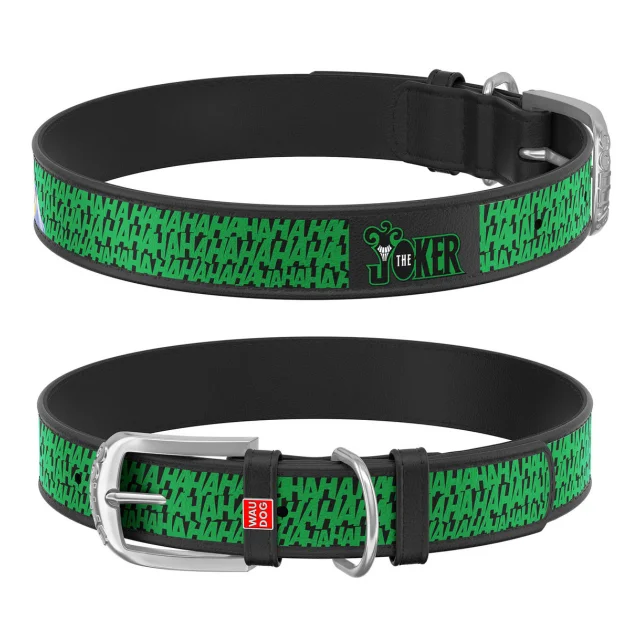 Нашийник WAUDOG Design з QR паспортом, малюнок "Джокер" ширина 20 мм, довжина 29-38 см, чорний