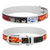 Ошейник WAUDOG Design с QR паспортом, рисунок "Лига Справедливости" ширина 12 мм, длина 18-24 см, белый