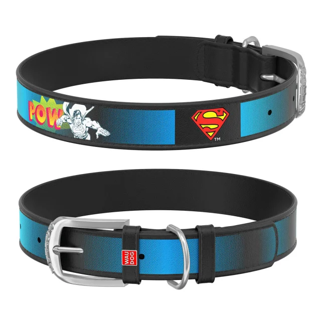 Нашийник WAUDOG Design з QR паспортом, малюнок "Супермен2" ширина 20 мм, довжина 29-38 см, чорний