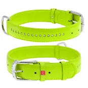 Ошейник WAUDOG GLAMOUR, со стразами, ширина 15 мм, длина 27-36 см, салатовый