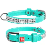 Ошейник WAUDOG GLAMOUR, со стразами, ширина 12 мм, длина 21-29 см, ментоловый