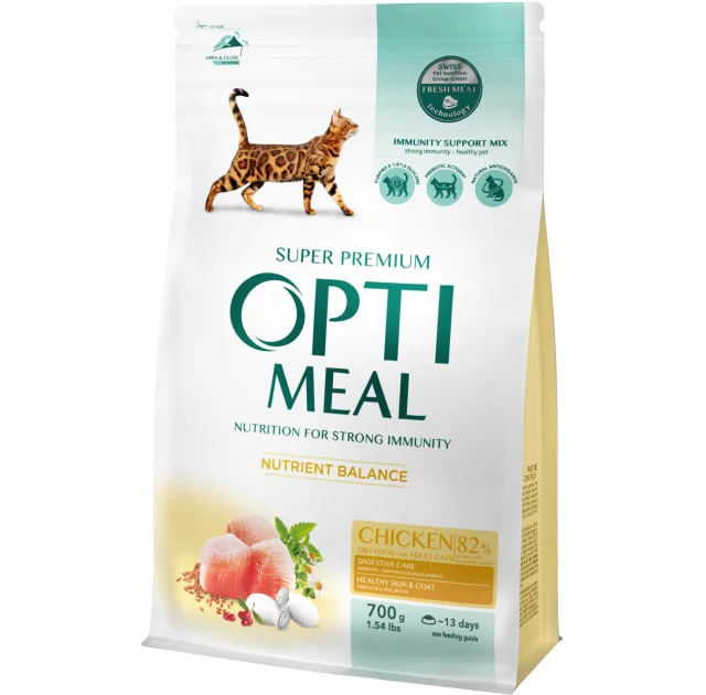 Сухой корм Optimeal для взрослых кошек, с курицей, 700 г