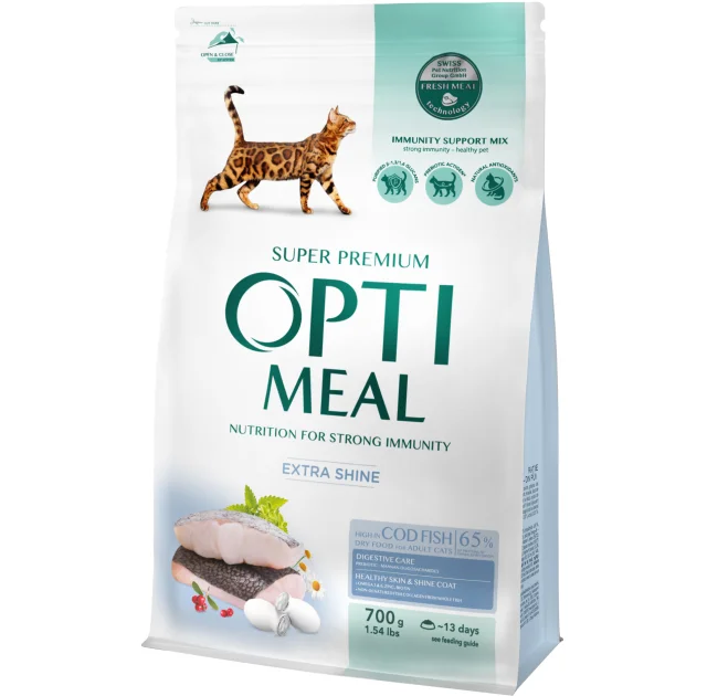 Сухой корм Optimeal для взрослых кошек, с треской, 700 г