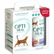 Набор сухого корма Optimeal для взрослых кошек с эффектом выведения шерсти, с уткой 650+650 г