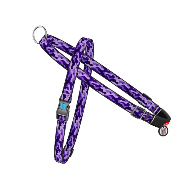 Шлея с ручкой Waudog Nylon для собак, с QR паспортом, фиолетовый, размер L, 25 мм, 60-80/70-100 см