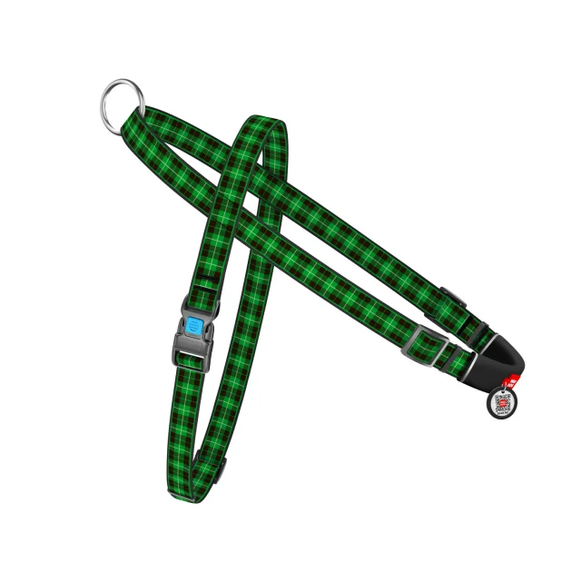 Шлея с ручкой Waudog Nylon для собак, с QR паспортом, зеленый, размер M, 20 мм, 45-65/55-80 см