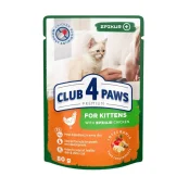 Влажный корм Клуб 4 Лапы Premium для котят, с курицей в соусе, 80 г