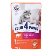Вологий корм Клуб 4 Лапи Premium для котів, з яловичиною в желе, 100 г
