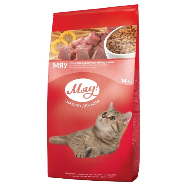 Сухой корм Мяу для кошек, с печенкой, 400 г