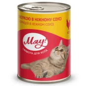 Консерва Мяу для кошек, с курицей в нежном соусе, 415 г