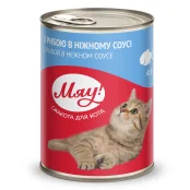 Консерва Мяу для кошек, рыбное ассорти в нежном соусе, 415 г