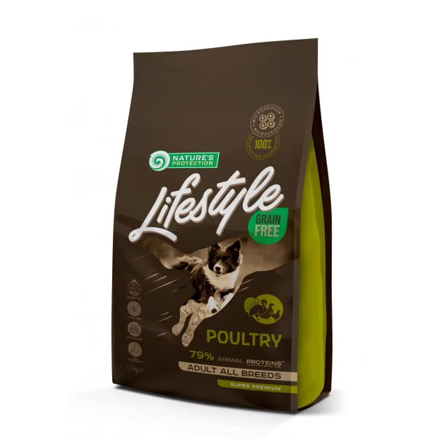 Сухой корм Natures Protection Lifestyle Grain Free Poultry Adult All Breeds для собак всех пород, 17 кг