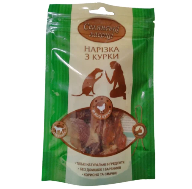 Сушені ласощі "Селянські ласощі" для собак, нарізка курки, 50 г