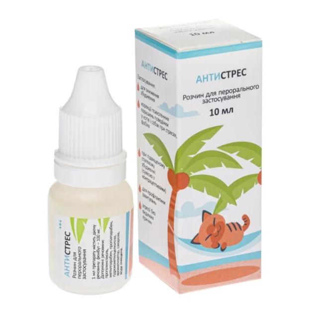 Капли BioTestLab Антистресс для снижения возбуждения и коррекции поведения, для собак, кошек, 10 мл