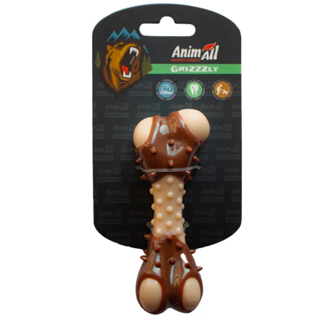 Іграшка AnimAll GrizZzly кісточка з ароматом м'яса, 11.7 см, коричнева