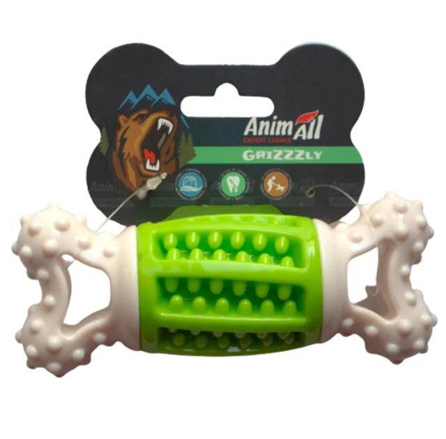 Іграшка AnimAll GrizZzly кісточка-зубочистка, 14.2×5.7×4.7 см, зелена