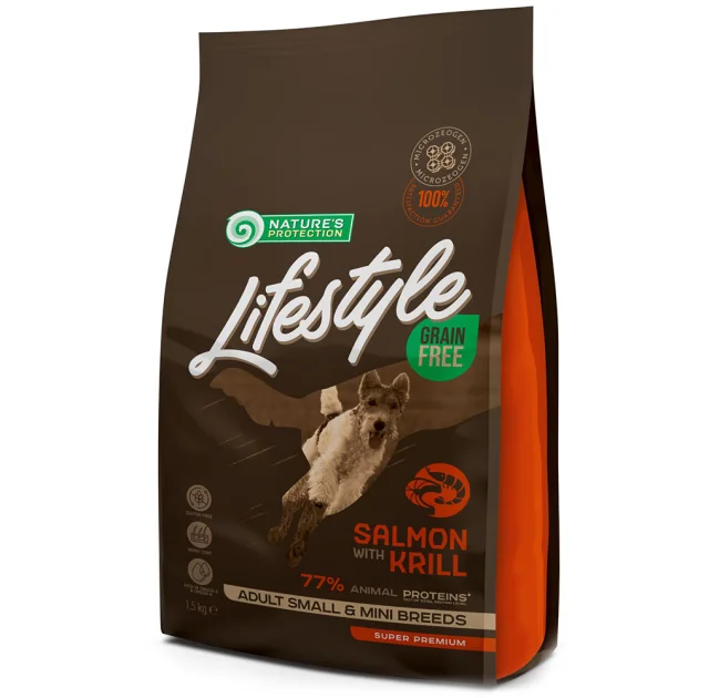 Сухой корм Nature's Protection Lifestyle Grain Free Small & Mini для собак мелких пород, с лососем, 1.5 кг