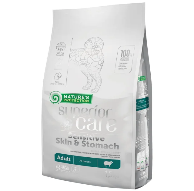 Сухой корм Nature's Protection Sensitive Skin&Stomach Adult для собак с чувствительным пищеварением, 1.5 кг
