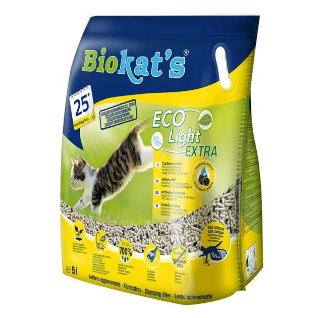 Соєвий наповнювач для котячого туалету Biokats тоффу Eco Light Extra, з вугіллям, 5л