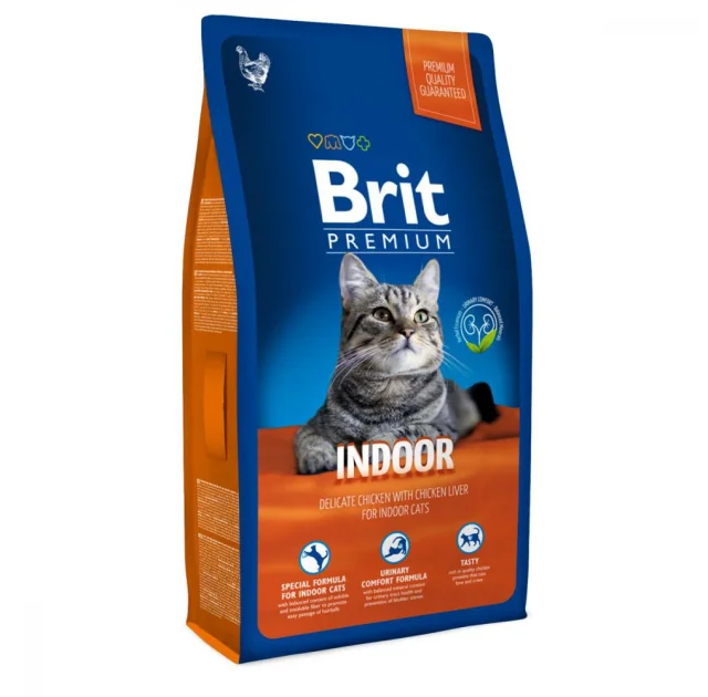 Сухой корм Brit Premium Cat Indoor, для кошек, живущих в помещении, с курицей, 8 кг
