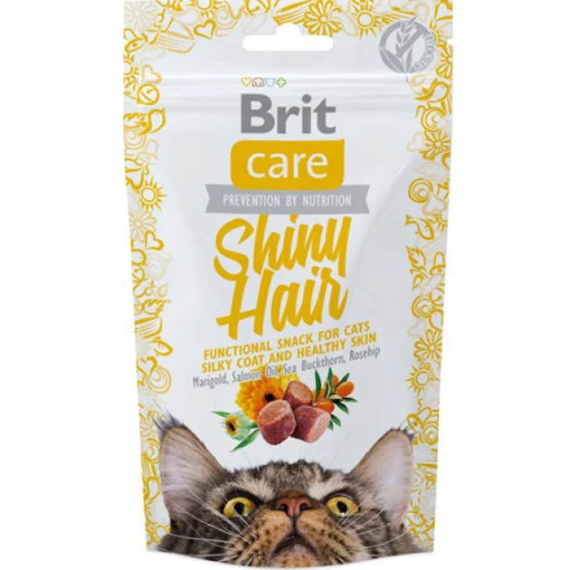 Ласощі Brit Care Shiny Hair для догляду за шкірою і шерстю кішок, 50 г