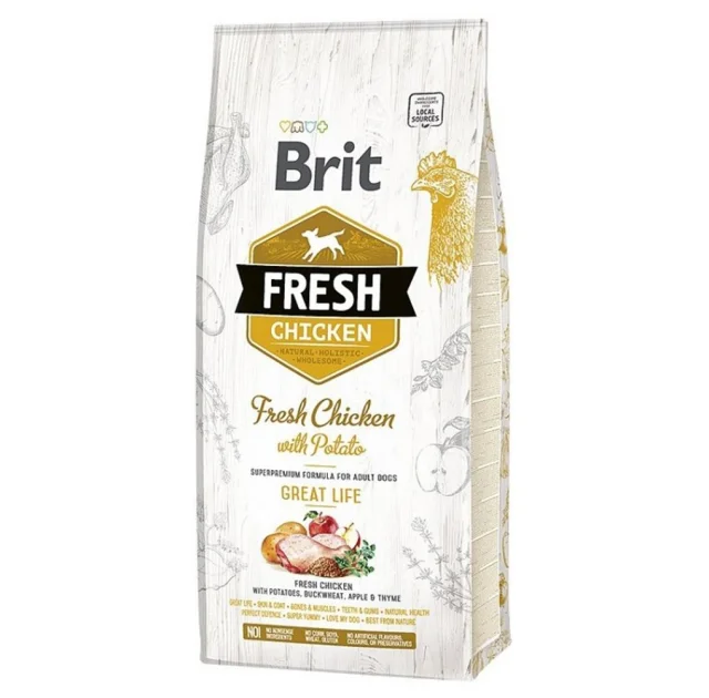 Сухий корм Brit Fresh Chicken / Potato Adult, для дорослих собак, з куркою і картоплею, 12 кг
