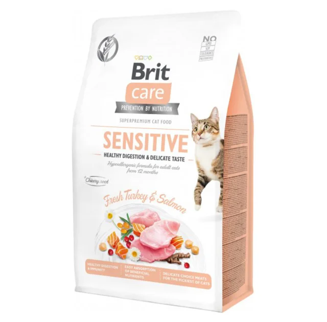 Сухой корм Brit Care Cat GF Sensitive Digestion & Delicate Taste, для привередливых кошек, 400 г