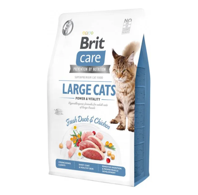 Сухой корм Brit Care Cat GF Large cats Power & Vitality, для кошек крупных пород, с уткой и курицей, 2 кг