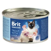 Консерва Brit Premium by Nature Cat, для кошек, форель с печенью, 200 г
